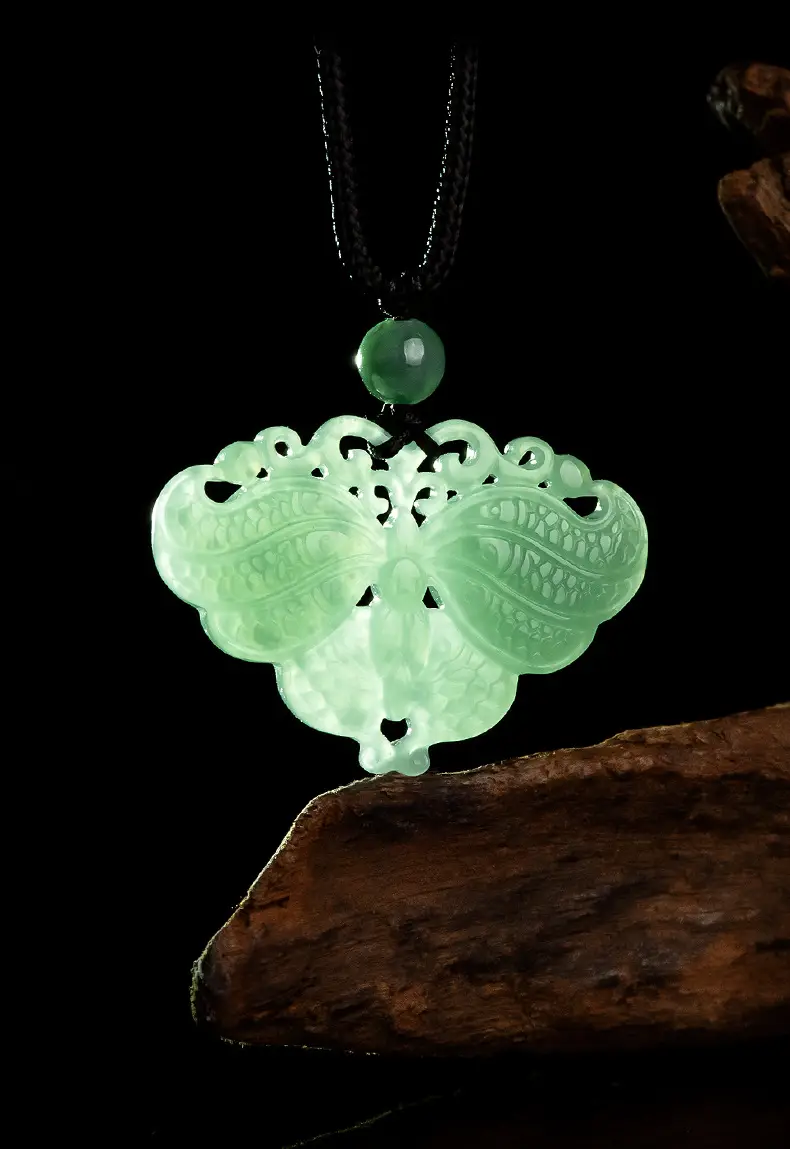Jade Blue Butterfly Pendant Double Carved Wholesale — feature 4