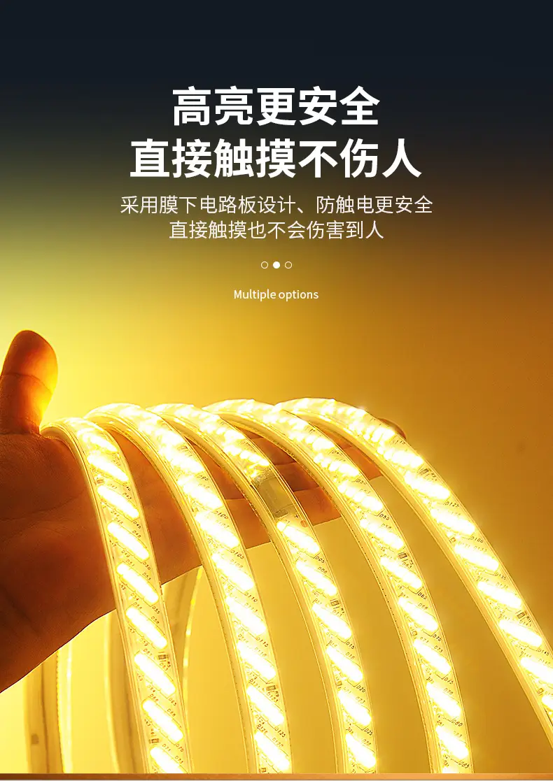 Led Light Strip 220V Living Room Home Ceiling Three-Color Soft Light Strip Outdoor Super Bright Self-Adhesive Light Strip Waterproof Line Light — feature 5
