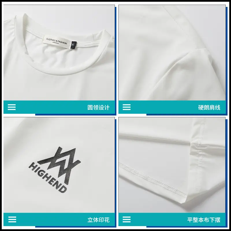 Men Ice Silk T-Shirt Black Short Sleeve - Image 7