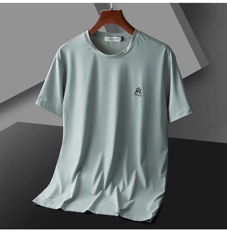 Men Ice Silk T-Shirt Black Short Sleeve — feature 14