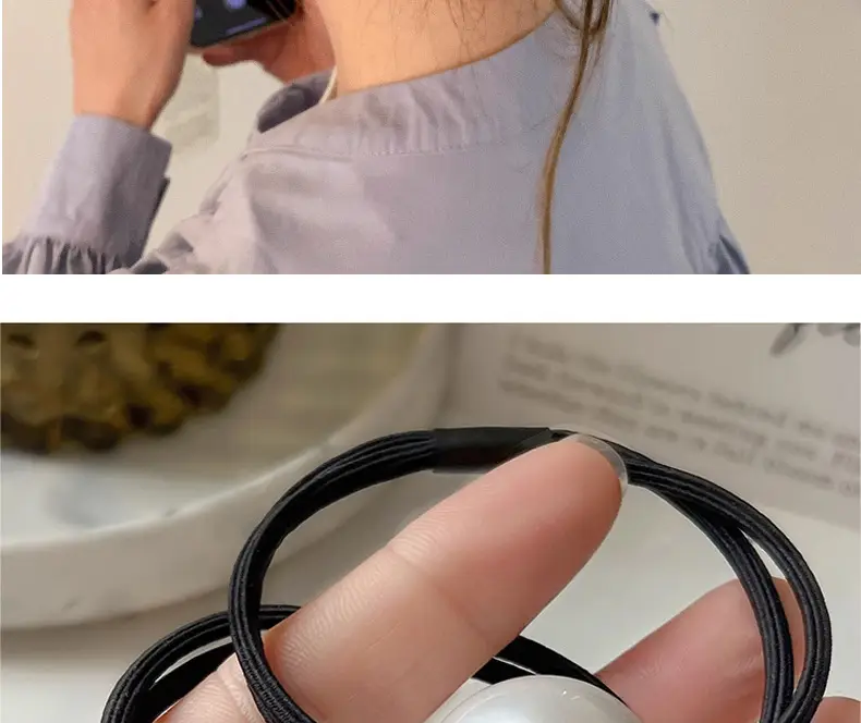 Pearl Headband for Girls Hair Ring Low Pony Tail — feature 2