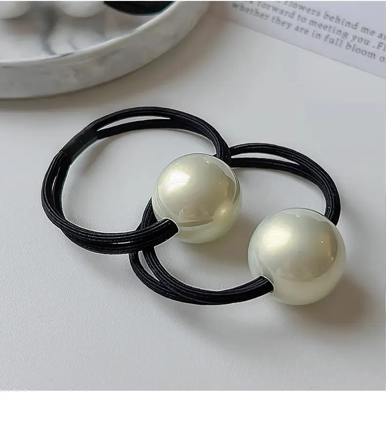 Pearl Headband for Girls Hair Ring Low Pony Tail — feature 4