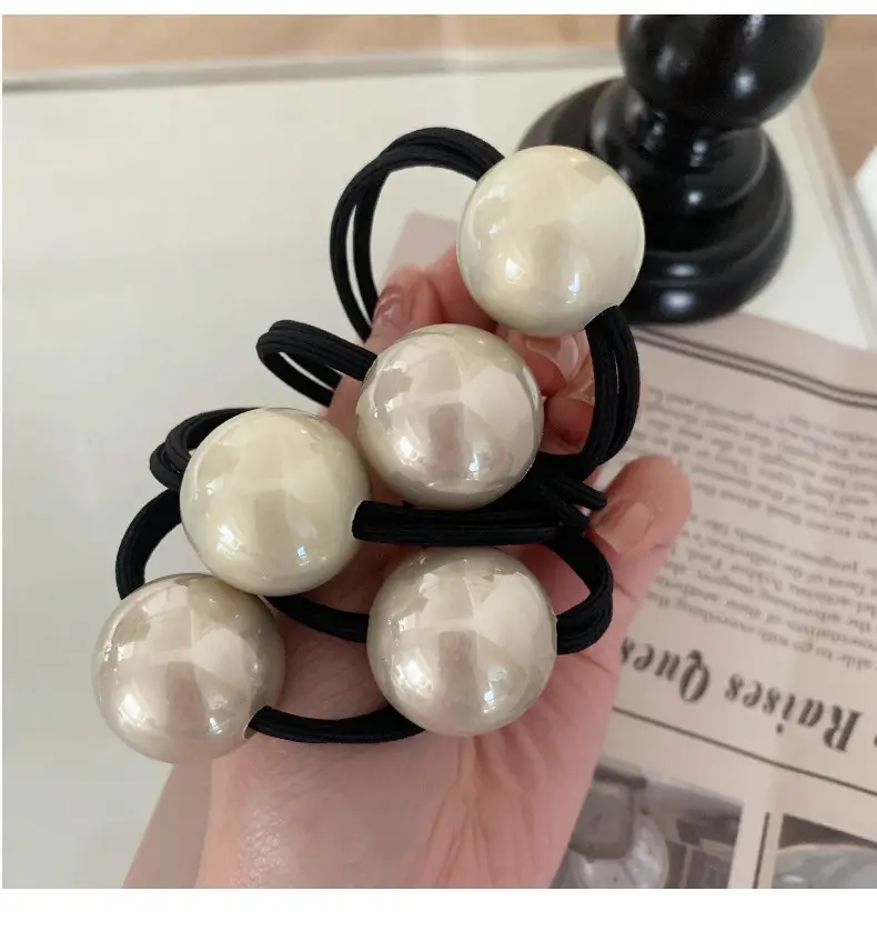 Pearl Headband for Girls Hair Ring Low Pony Tail — feature 5