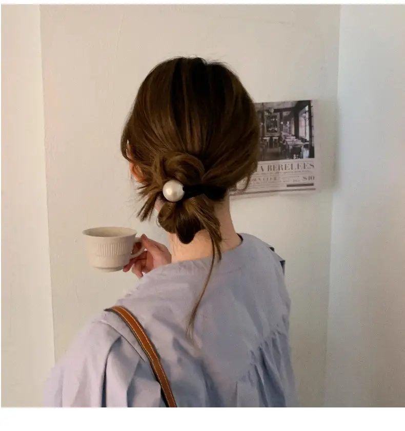 Pearl Headband for Girls Hair Ring Low Pony Tail — feature 6
