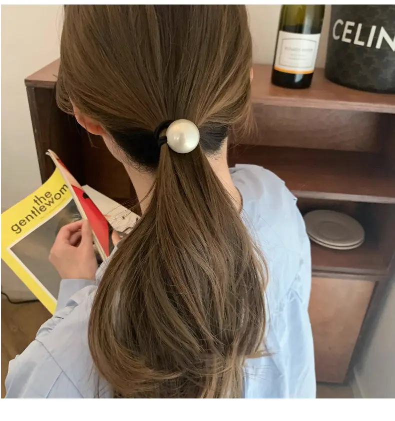 Pearl Headband for Girls Hair Ring Low Pony Tail — feature 7