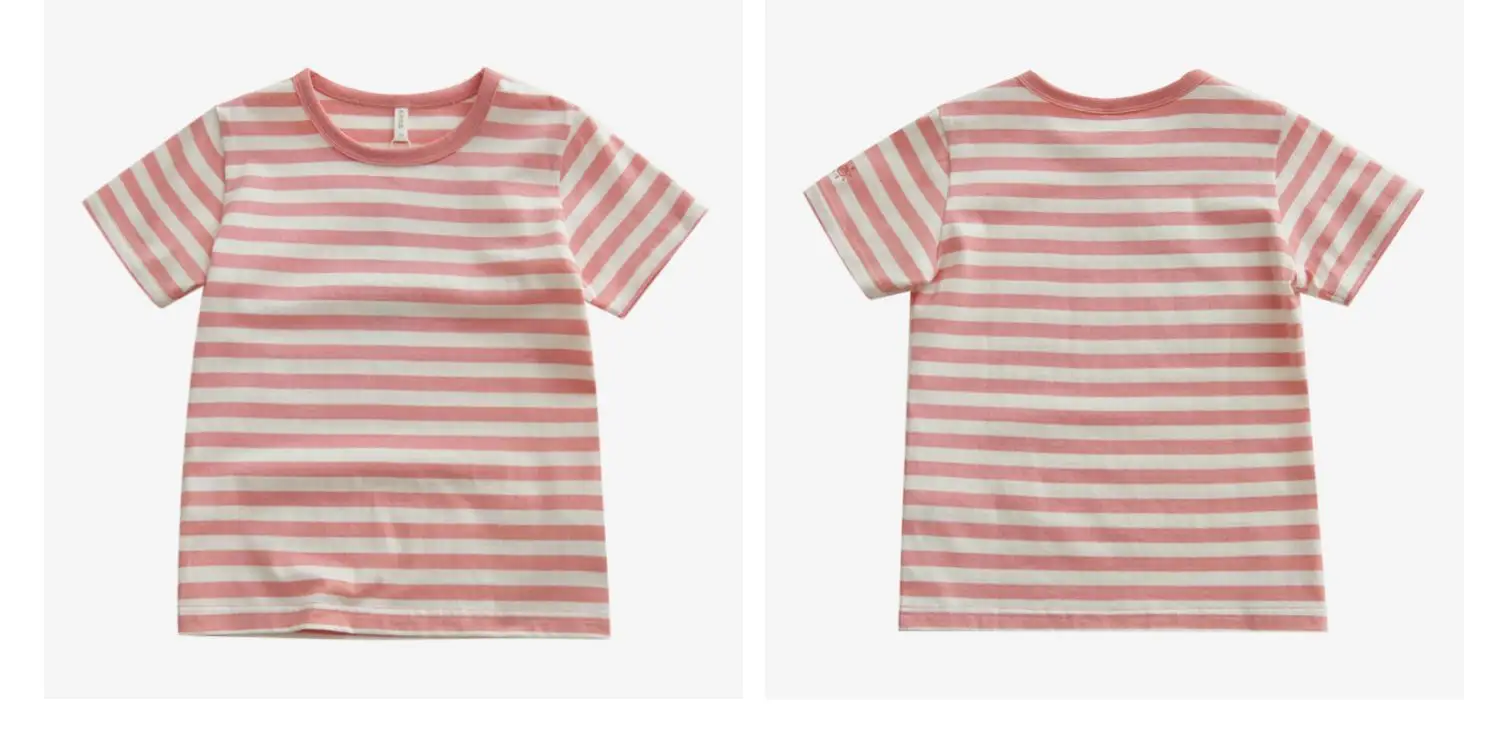 Children Striped Cotton T-Shirt Mint Green Medium — feature 27