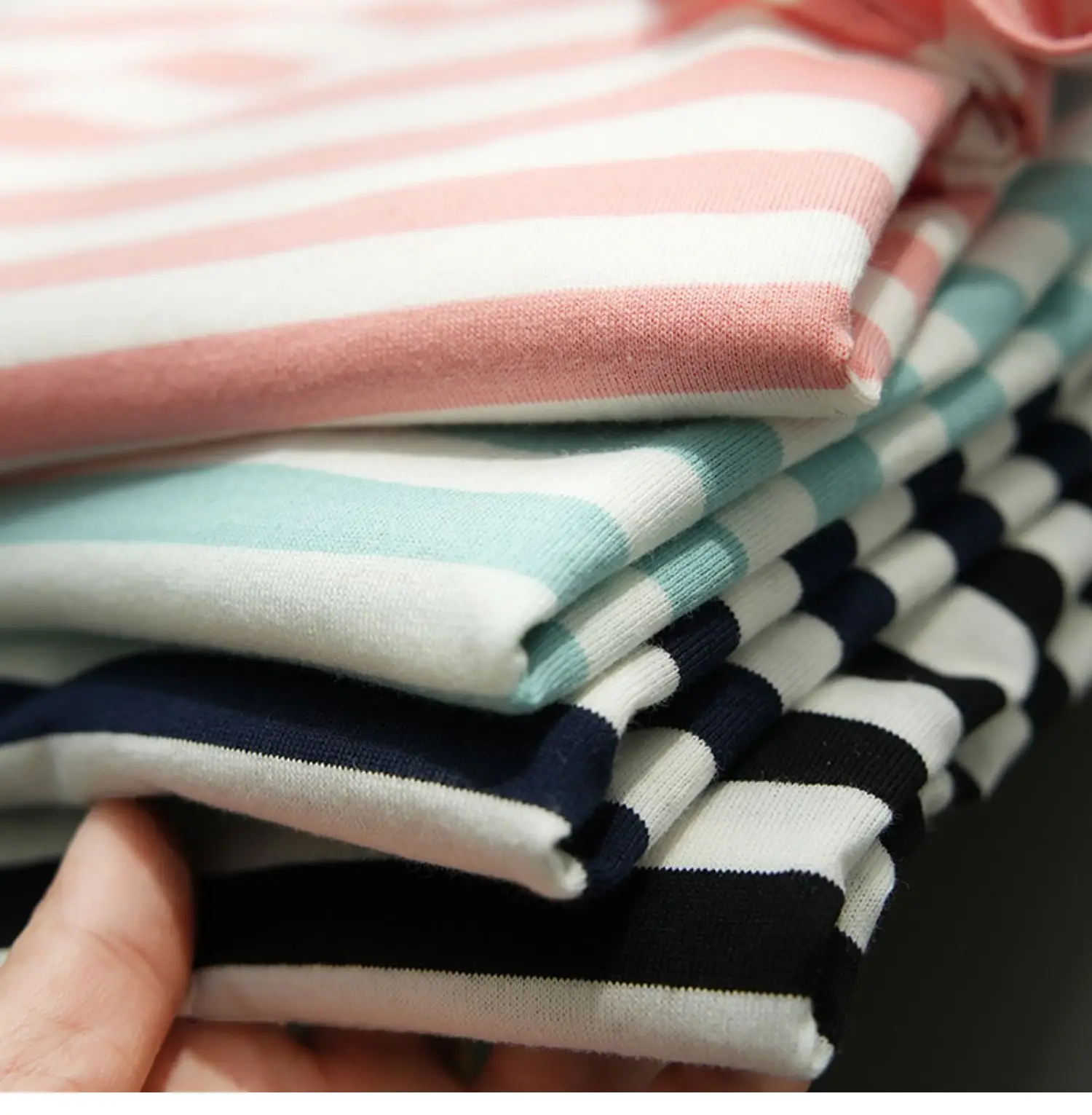 Children Striped Cotton T-Shirt Mint Green Medium — feature 33