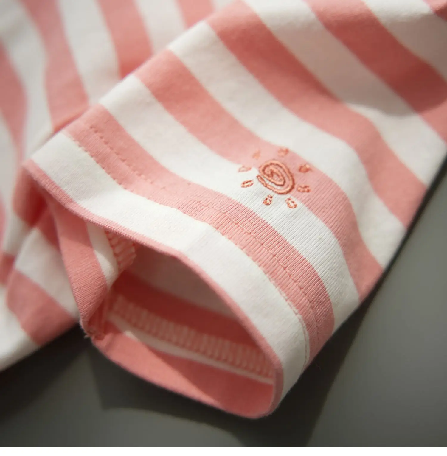 Children Striped Cotton T-Shirt Mint Green Medium — feature 40