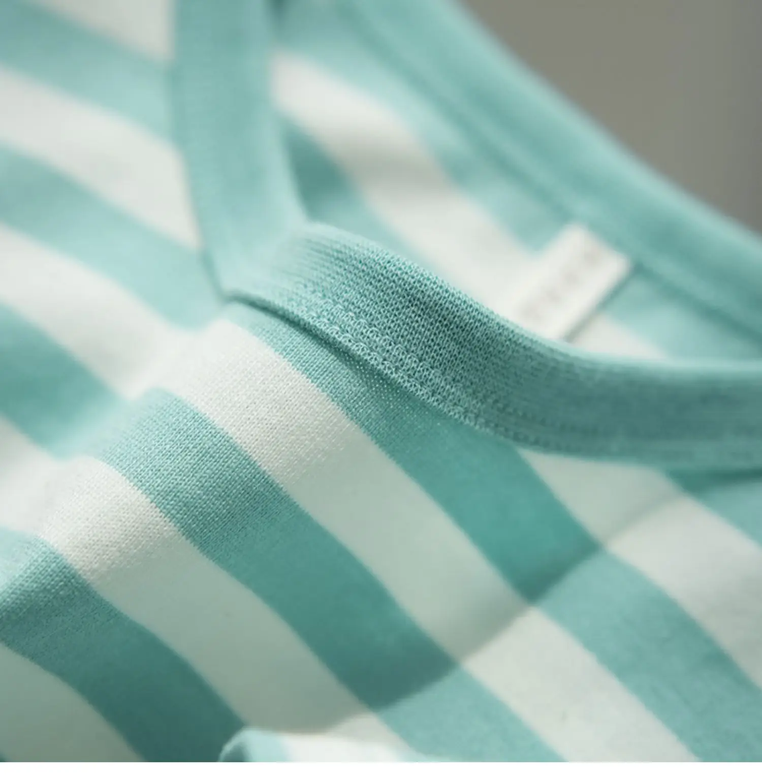 Children Striped Cotton T-Shirt Mint Green Medium — feature 48