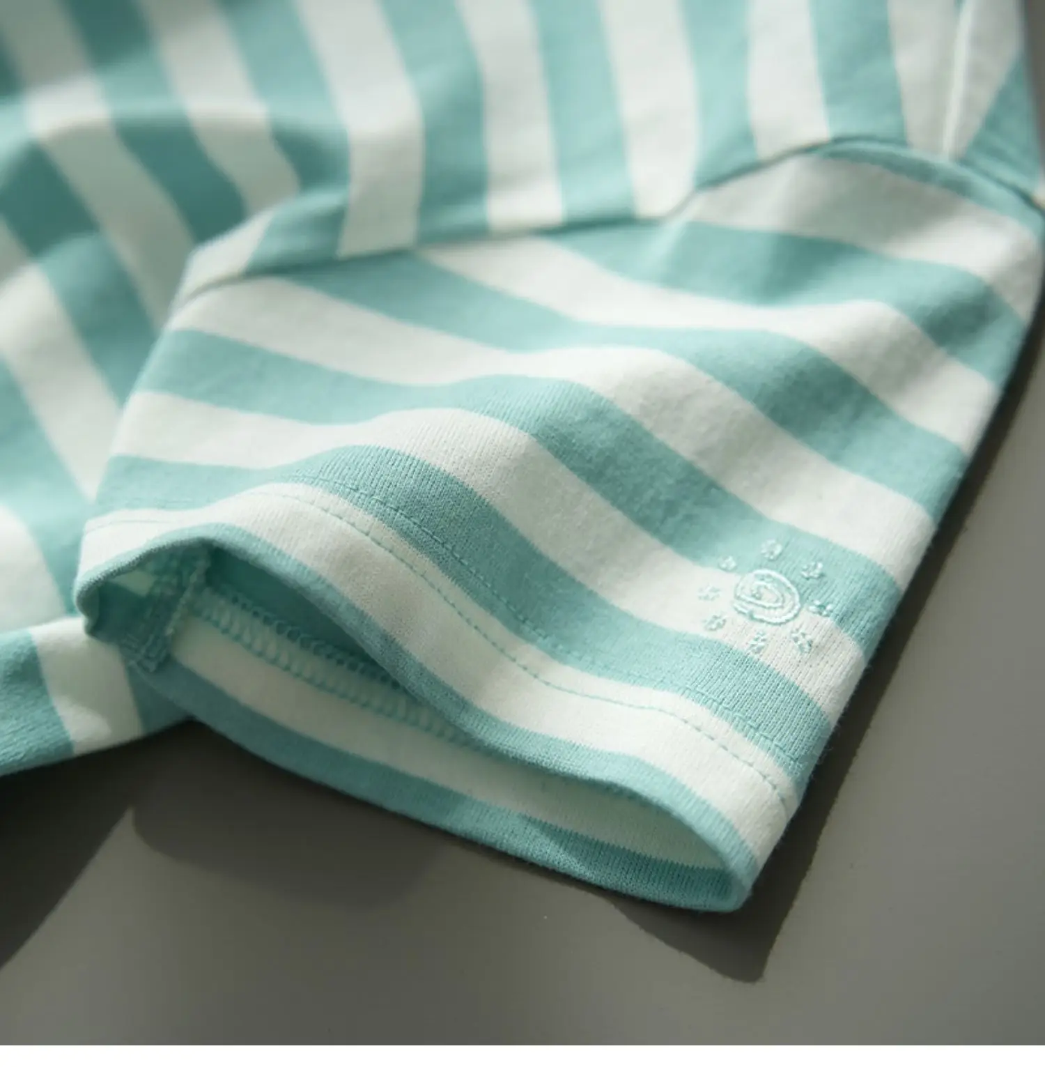 Children Striped Cotton T-Shirt Mint Green Medium — feature 49