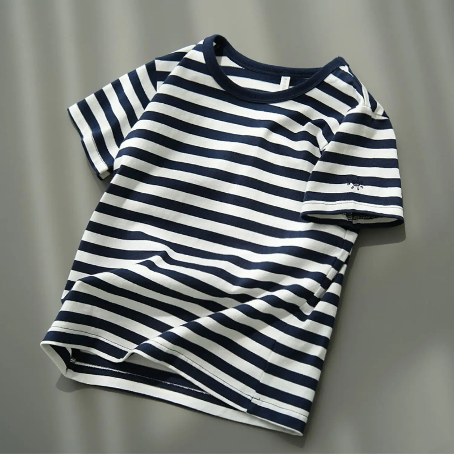 Children Striped Cotton T-Shirt Mint Green Medium — feature 50