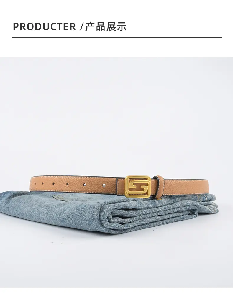 Women's Two-Sided Cowhide Belt with Logo Buckle β feature 10