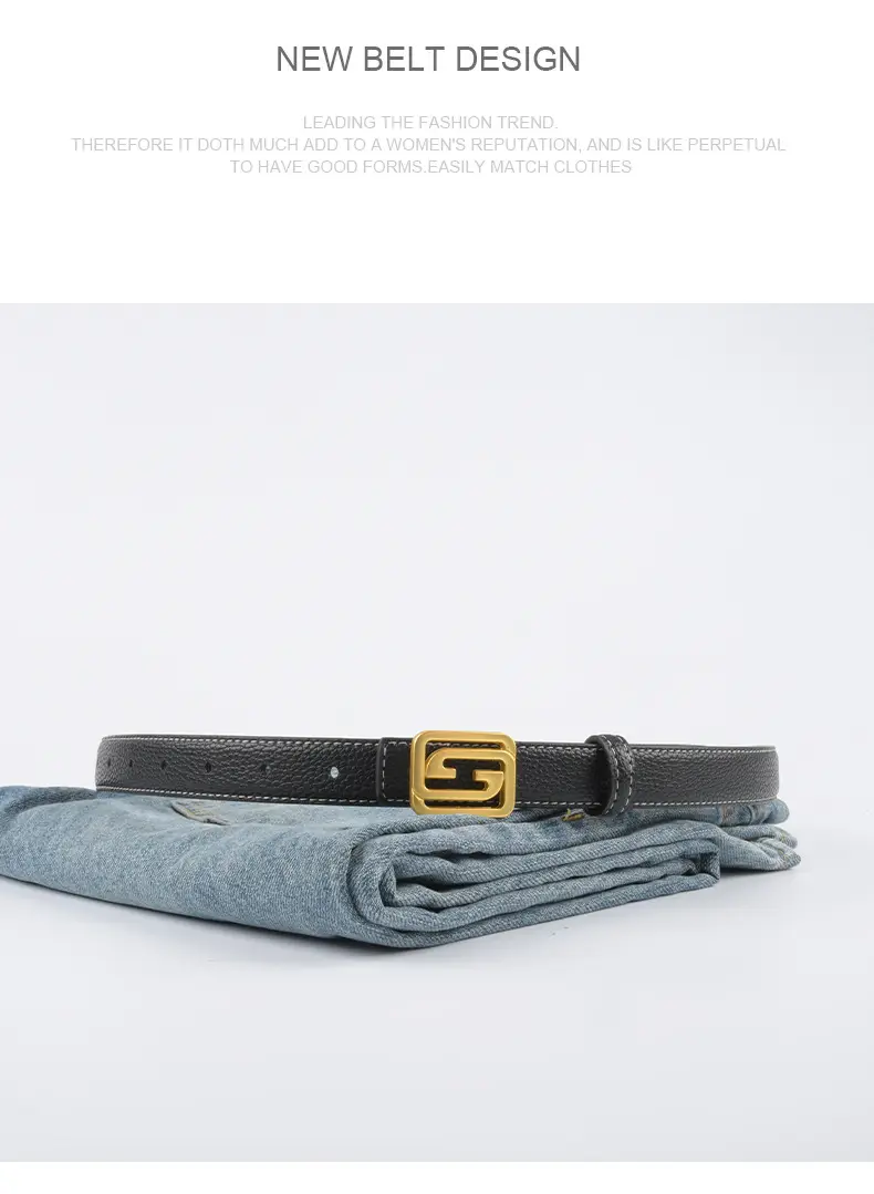 Women's Two-Sided Cowhide Belt with Logo Buckle β feature 11