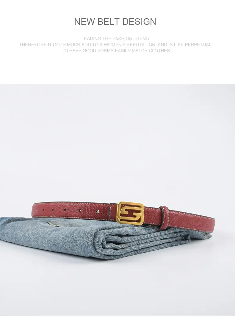 Women's Two-Sided Cowhide Belt with Logo Buckle β feature 12