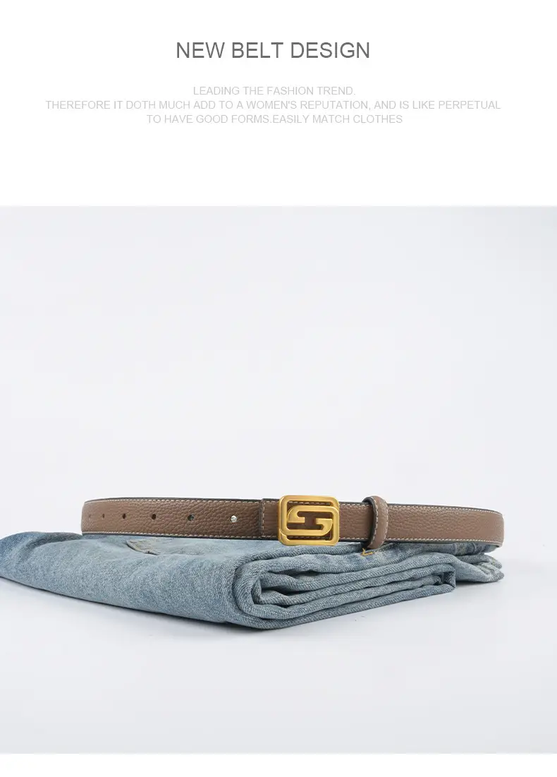 Women's Two-Sided Cowhide Belt with Logo Buckle β feature 13