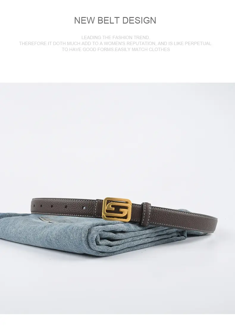 Women's Two-Sided Cowhide Belt with Logo Buckle β feature 14