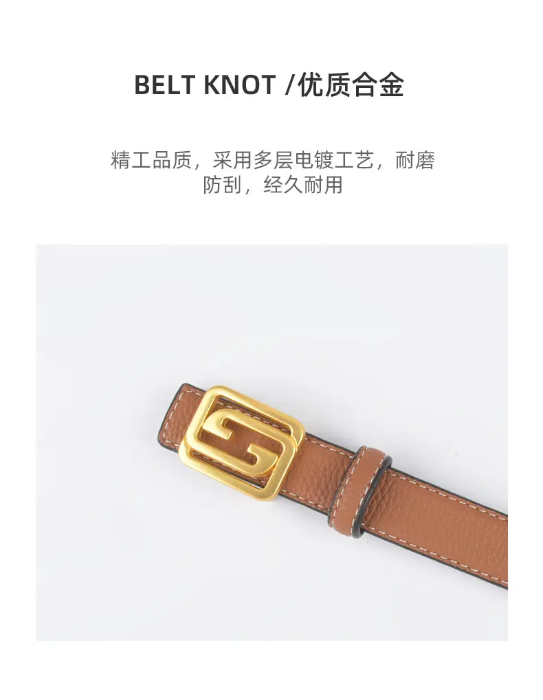 Women's Two-Sided Cowhide Belt with Logo Buckle β feature 7