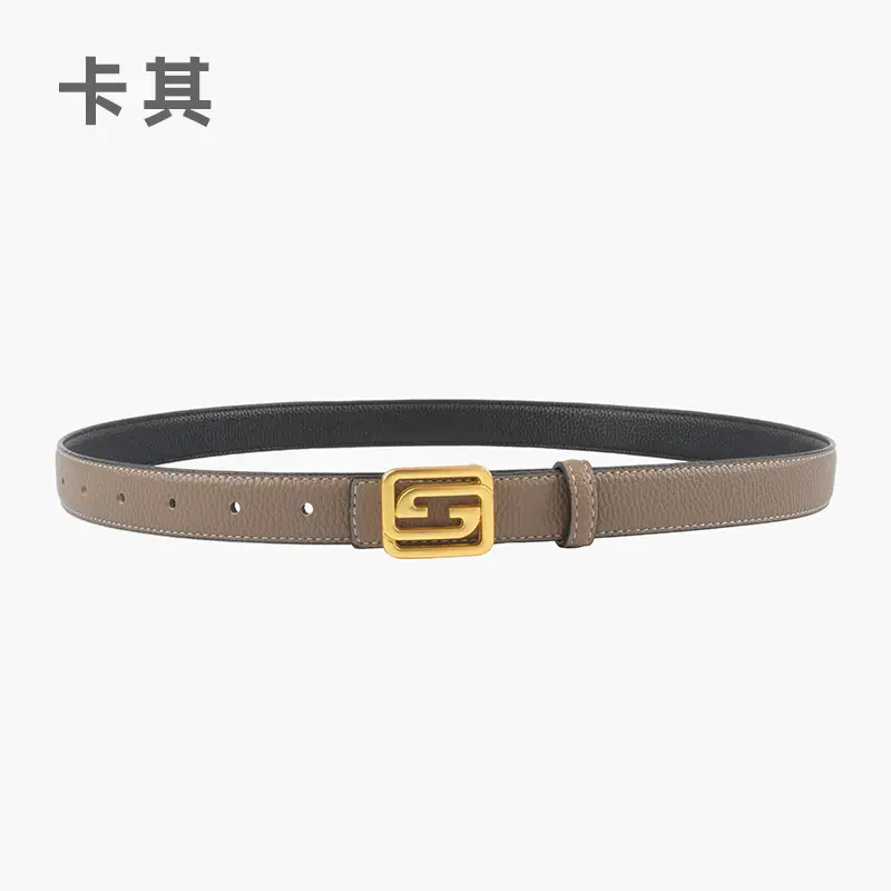 Women's Two-Sided Cowhide Belt with Logo Buckle - Image 4
