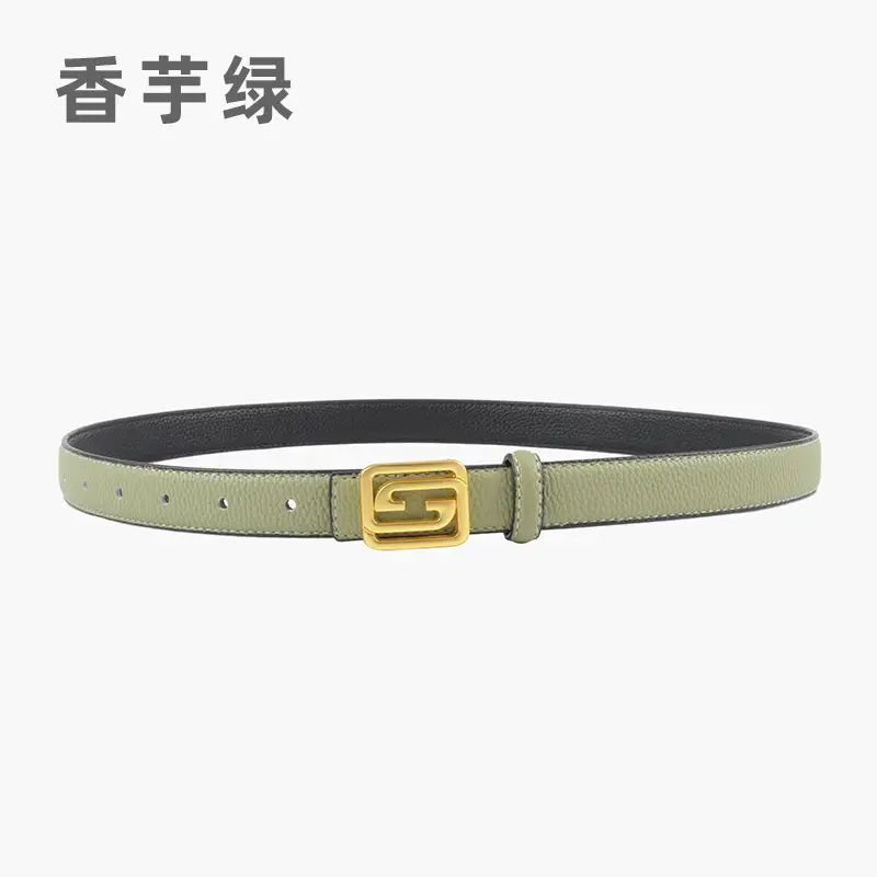 Women's Two-Sided Cowhide Belt with Logo Buckle - Image 6