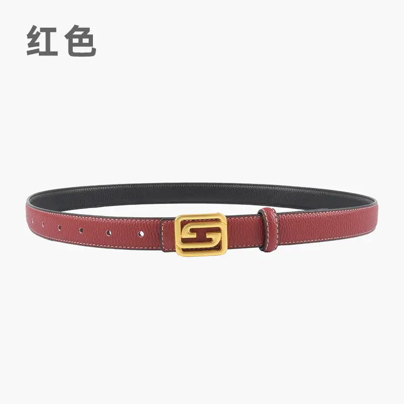 Women's Two-Sided Cowhide Belt with Logo Buckle - Image 9