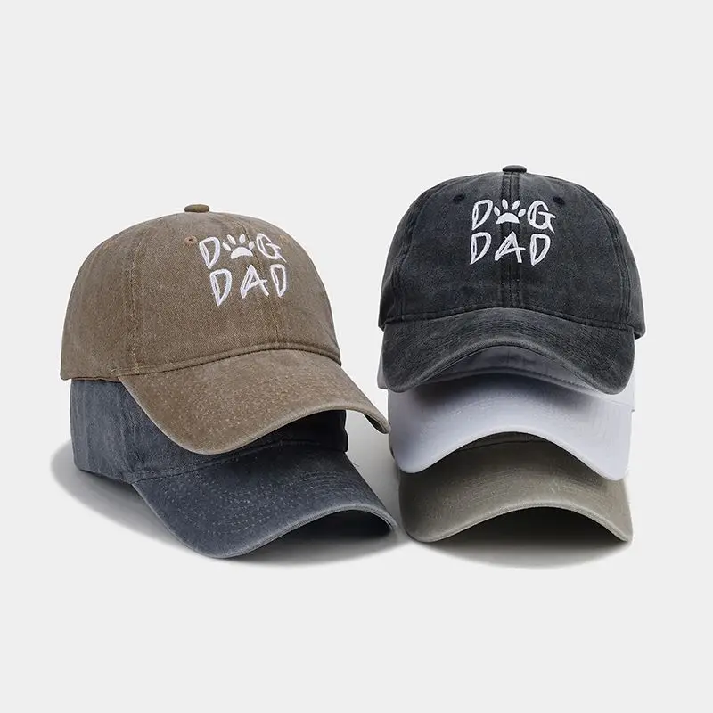 2025 Cross-Border New Dog Dad Embroidered Baseball Cap Men's Pure Cotton Washed — feature 3