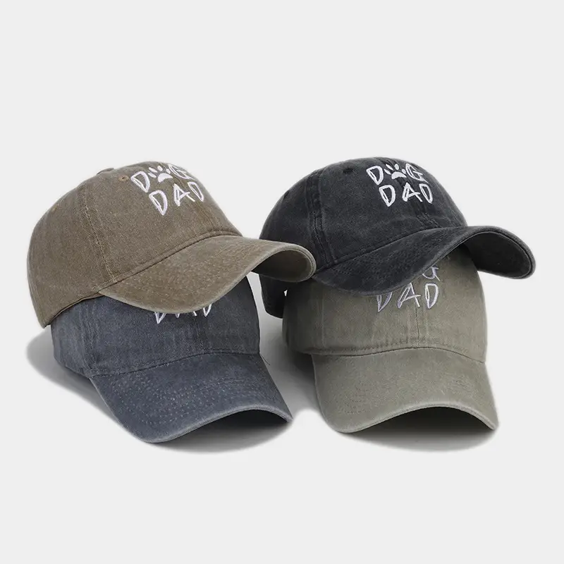 2025 Cross-Border New Dog Dad Embroidered Baseball Cap Men's Pure Cotton Washed — feature 4