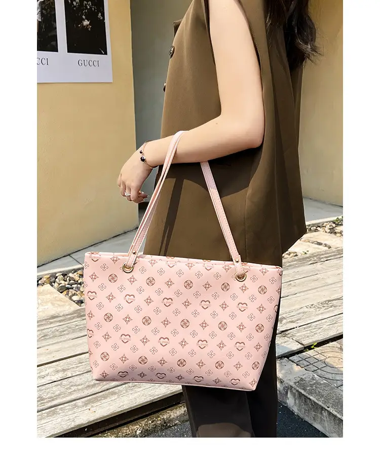 Pink Printed Two-Piece Women's Tote & Zipper Set — feature 14