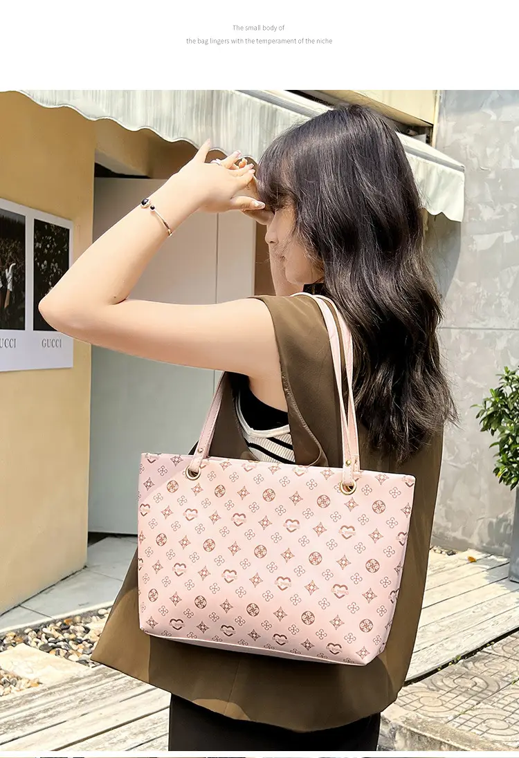 Pink Printed Two-Piece Women's Tote & Zipper Set — feature 15