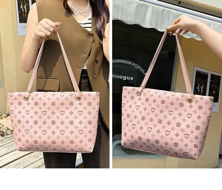 Pink Printed Two-Piece Women's Tote & Zipper Set — feature 16
