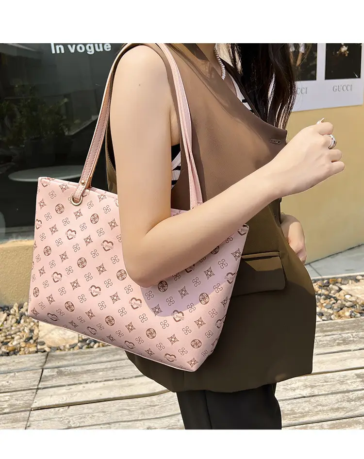 Pink Printed Two-Piece Women's Tote & Zipper Set — feature 17