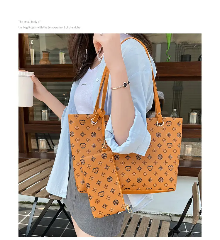 Pink Printed Two-Piece Women's Tote & Zipper Set — feature 18
