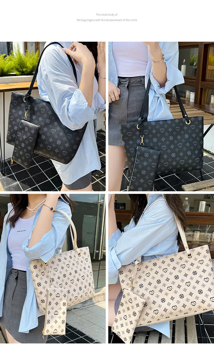Pink Printed Two-Piece Women's Tote & Zipper Set — feature 22