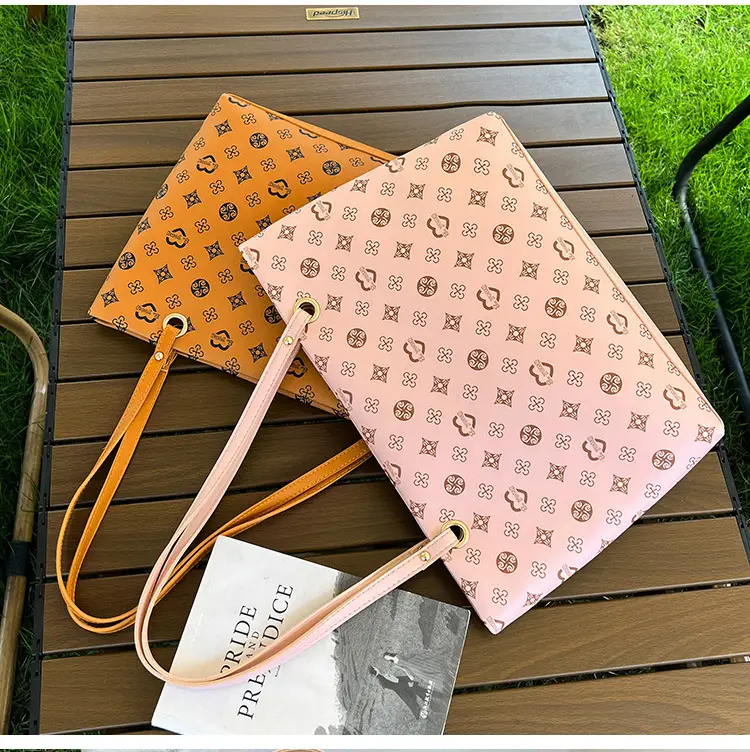 Pink Printed Two-Piece Women's Tote & Zipper Set — feature 24
