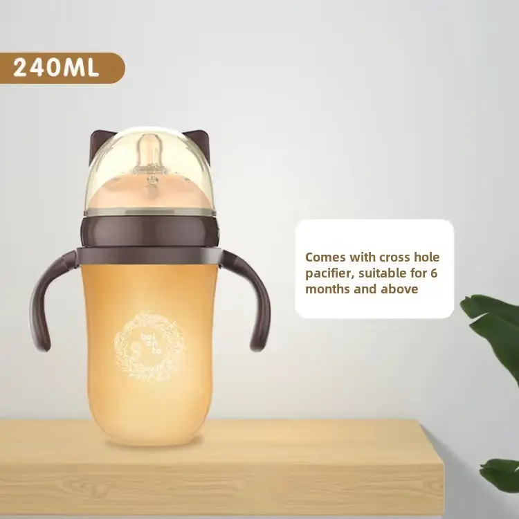 Newborn Baby Bottle for Babies 0-6 Months Old, Anti-Colic, Imitation Breast Milk, Wide-Caliber Baby Bottle, Silicone Liquid