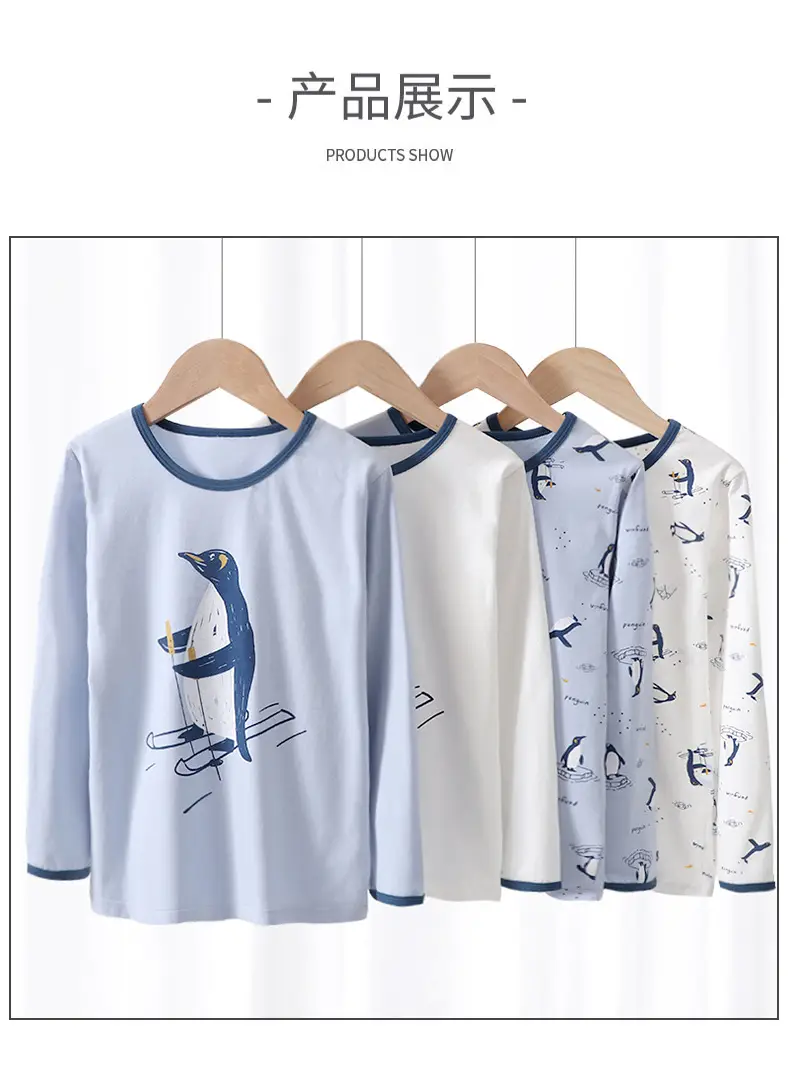 Children's Long Sleeve T-Shirt Set with Penguin Print — feature 14