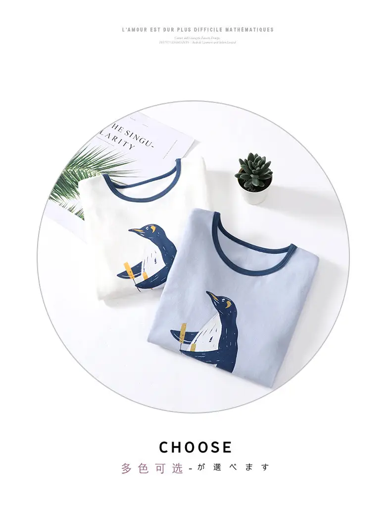 Children's Long Sleeve T-Shirt Set with Penguin Print — feature 15