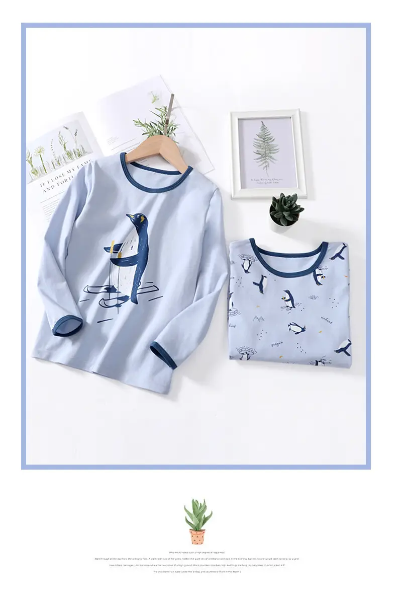 Children's Long Sleeve T-Shirt Set with Penguin Print — feature 16