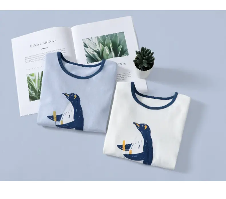 Children's Long Sleeve T-Shirt Set with Penguin Print — feature 17