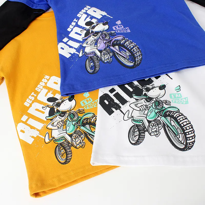 Kids Motorbike T-Shirts Set of 2 with Cartoon Design