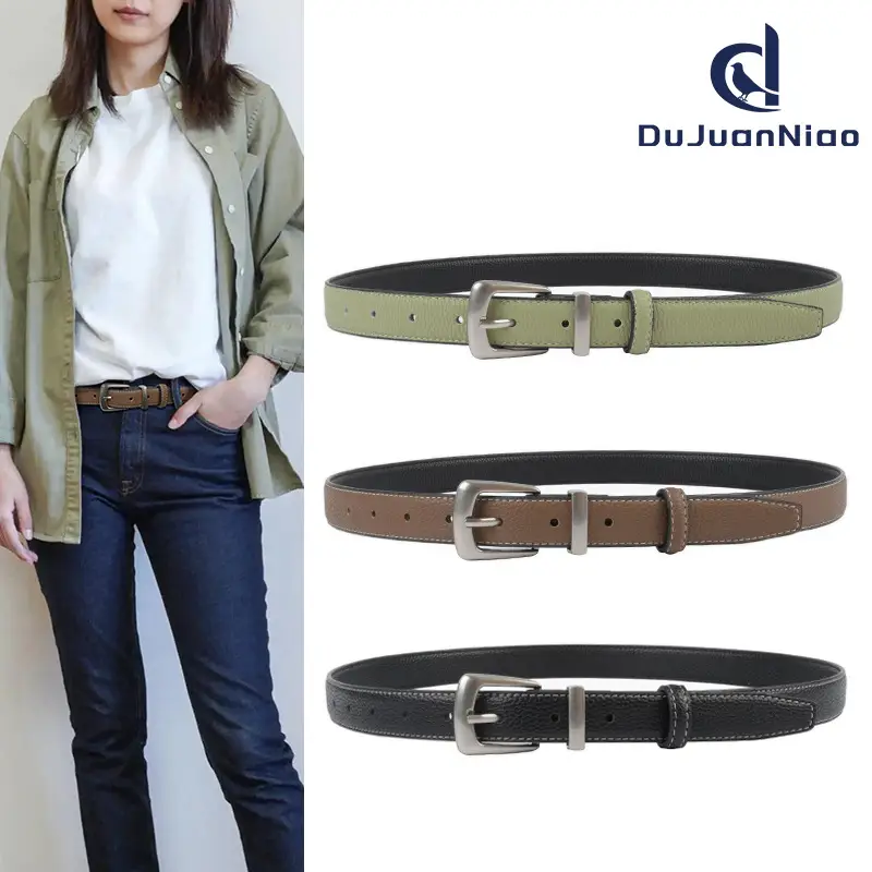 Women's Vintage Cowhide Belt 2.3cm Genuine Leather - Image 16
