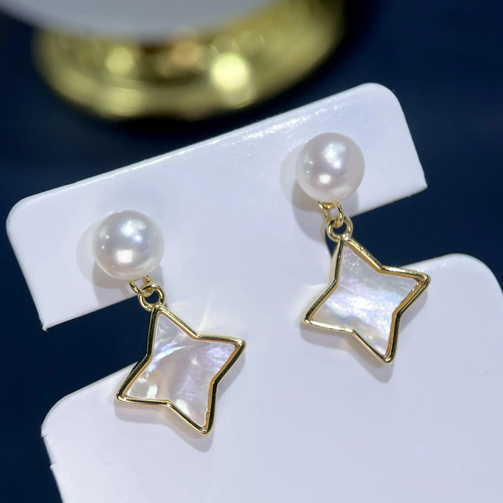925 Sterling Pearl Star Earrings Women's 2023 New — feature 2