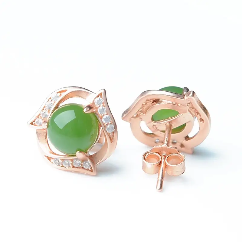 Korean Style Green Jade Earrings for Women - Image 5