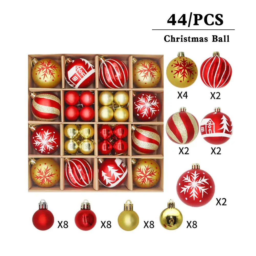 Christmas Ball Set 44PCS Multi Color Decorative Balls