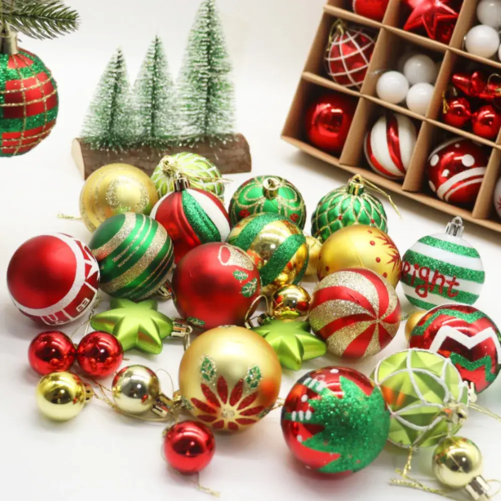 Christmas Ball Set 44PCS Multi Color Decorative Balls