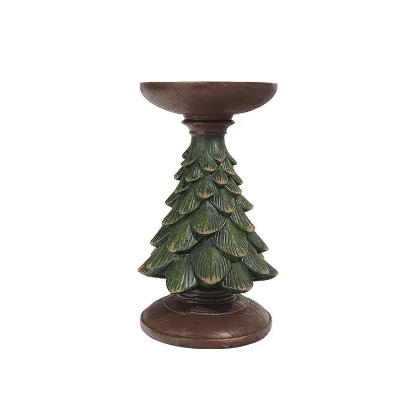 Green Cedar Christmas Tree Candlestick Decor - Image 10