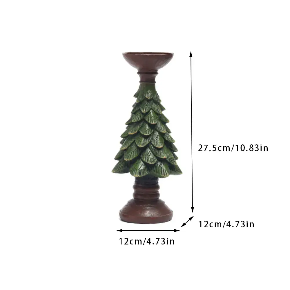 Green Cedar Christmas Tree Candlestick Decor - Image 2