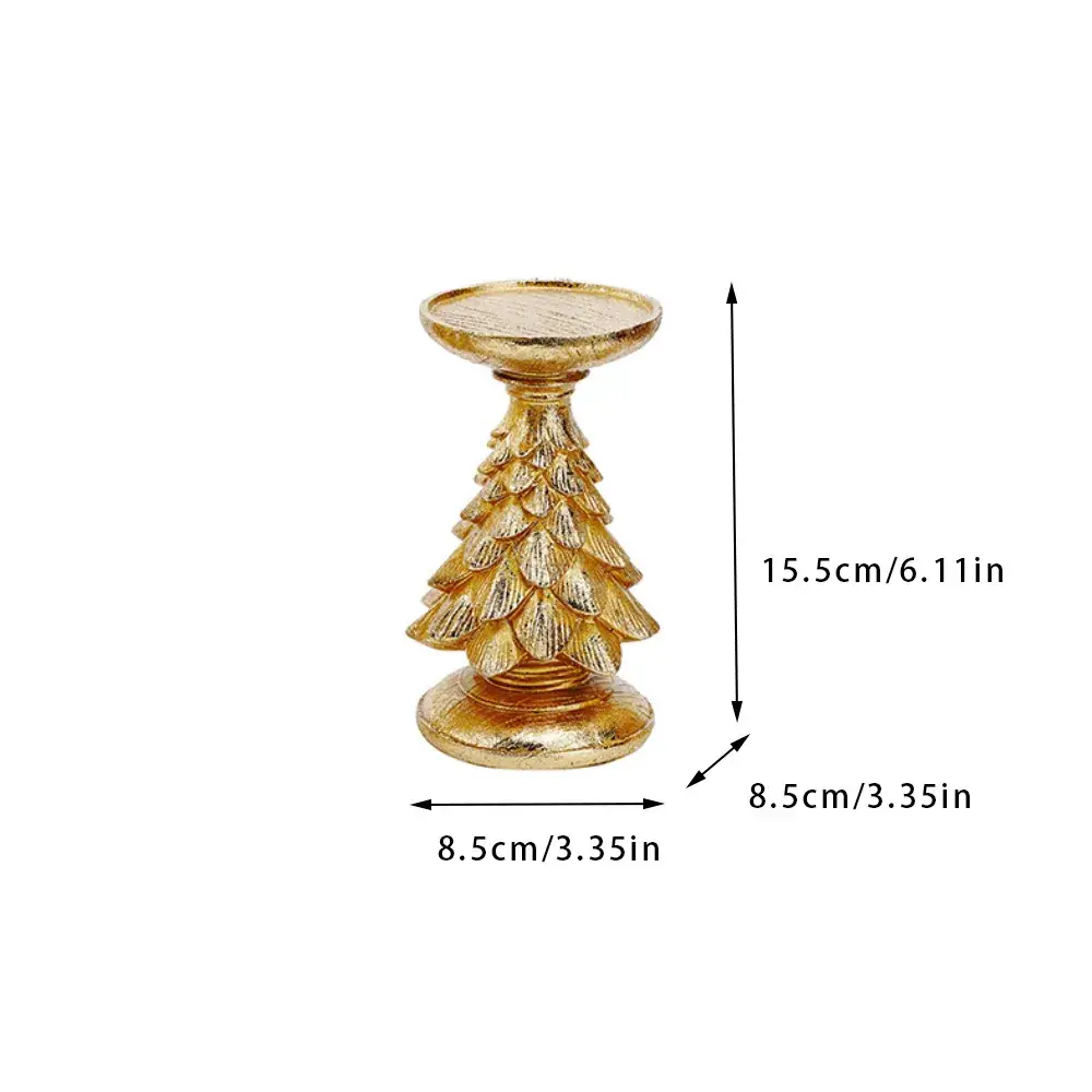 Green Cedar Christmas Tree Candlestick Decor - Image 4