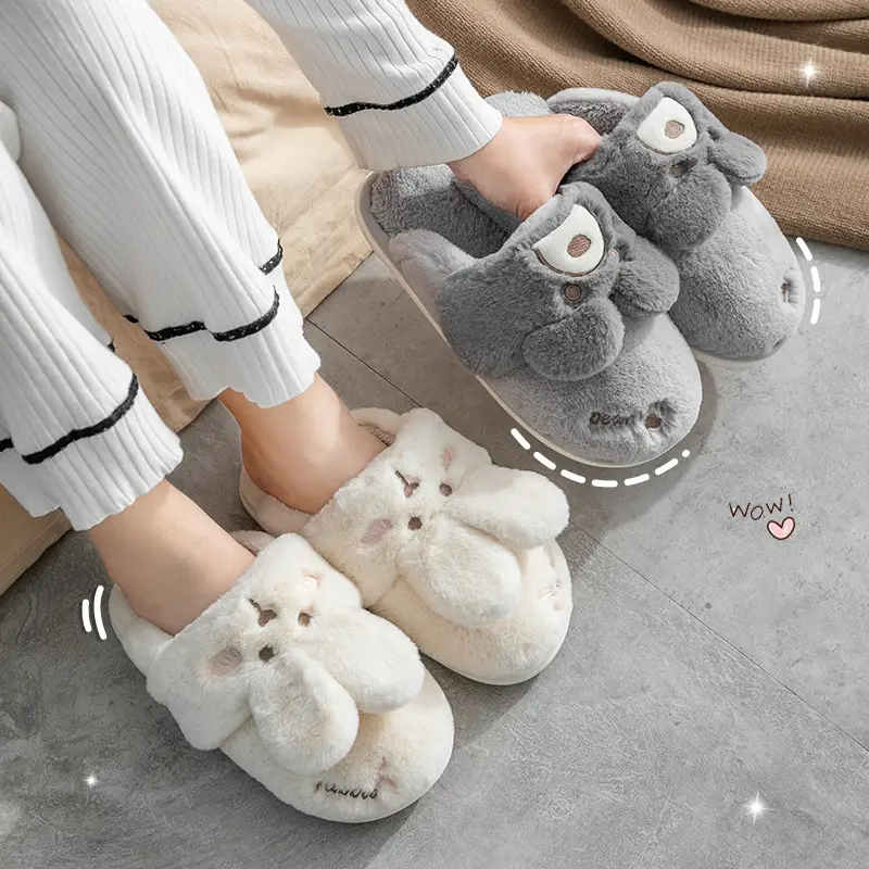 Cotton Slippers Women Autumn and Winter Cute Cartoon Couple Home Non-slip Moon Plush Bag with Slippers Men's Winter Wholesale