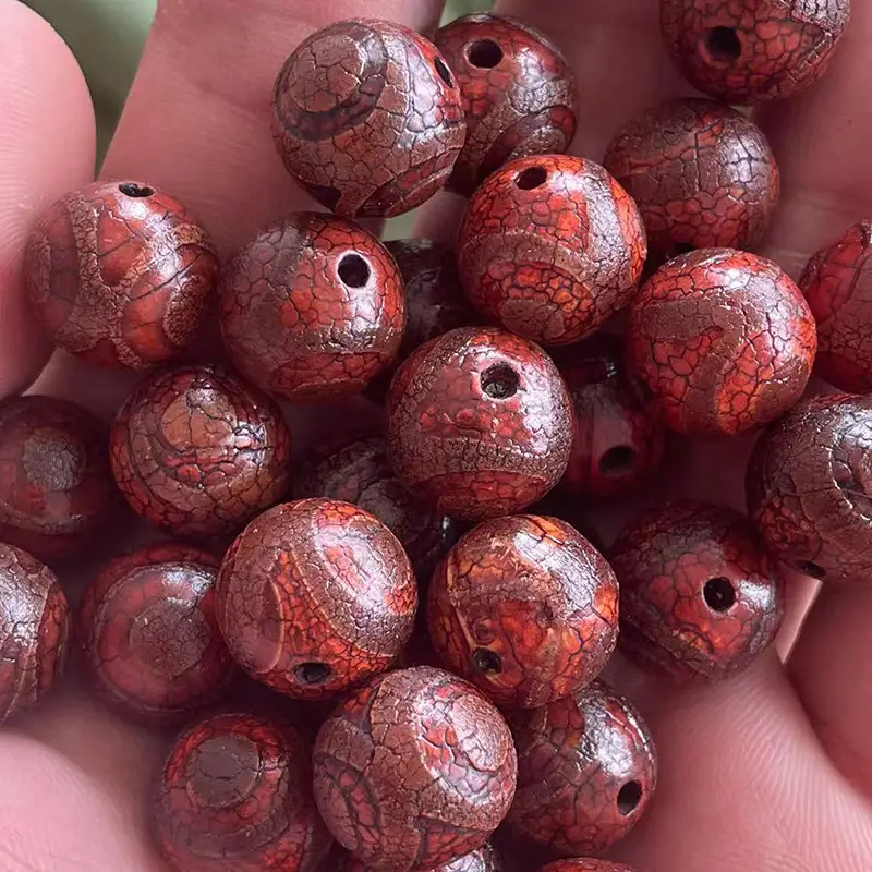 Natural Agate 14mm Oil Fire Red Beads - Image 3