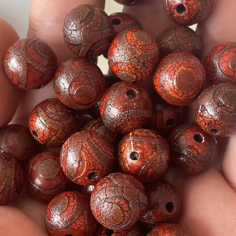 Natural Agate 14mm Oil Fire Red Beads - Image 4